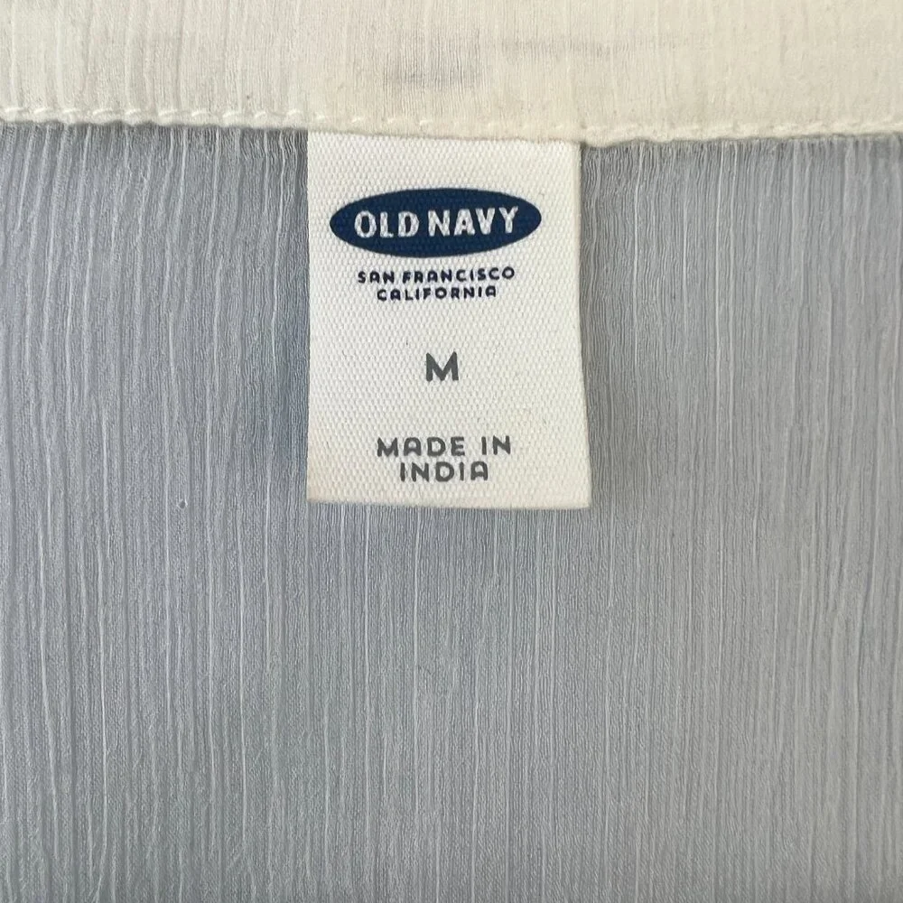 Old Navy Baja Embroidered Tunic Boho Peasant‎ in Whipped Cream Size M Sheer - Picture 2 of 10